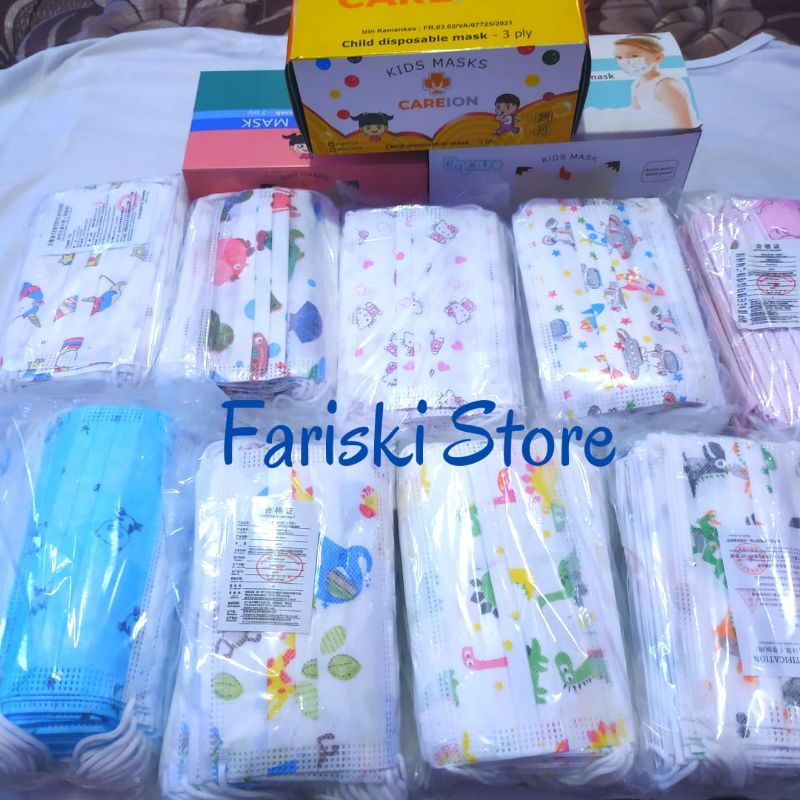 Masker Earloop Earlop Anak Kids 3 Ply Karakter Motif Cewek Cowok