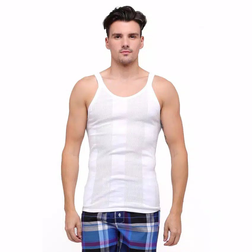 Kaos Singlet GTman Salur Putih Model Classic 302B