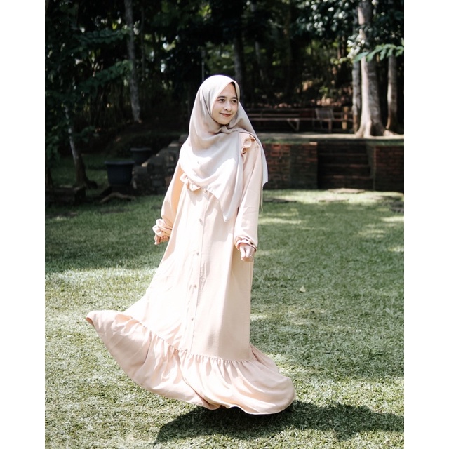 Gamis Crinkle Airflow Jumbo Premium | Dress Crinkle Kancing Polos