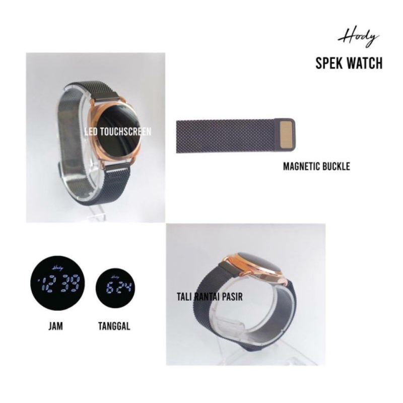 Jam Hody Watch HW 01 HW01 Jam Tangan Wanita Garansi Original Hody Jam Digital Touchscreen LED