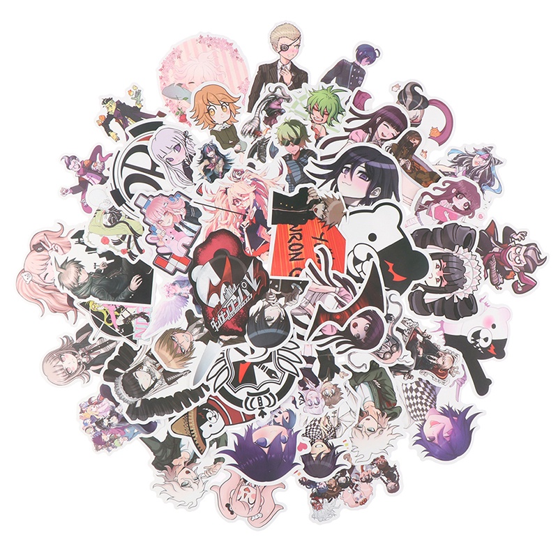 【beautifulhome12.id】50PCS Anime Danganronpa PVC Sticker for Luggage Laptop Skateboard Waterproof