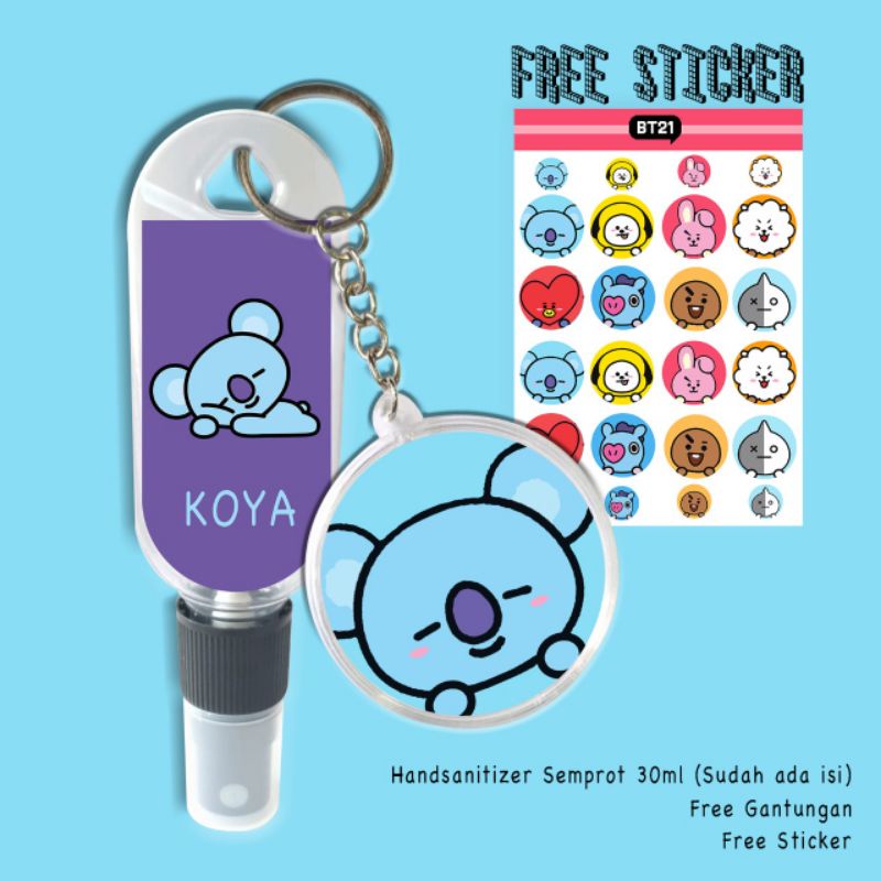 FREE GANTUNGAN KUNCI+STICKER BT21 HAND SANITIZER/POUCH HANDSANITIZER BT21