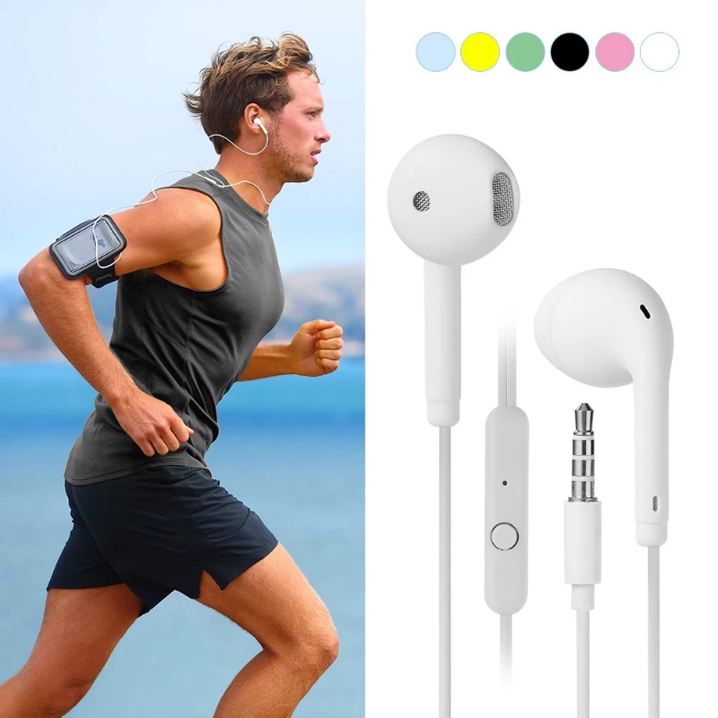 Earphone In Ear Universal Dengan Kabel 3.5mm + Mic + Fitur Noise Canceling Warna Macaron