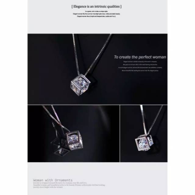 ★ODS★ FA25  Kalung Stainless  Liontin Bentuk Kubus Diamond Kalung Import kekinian # BISA COD