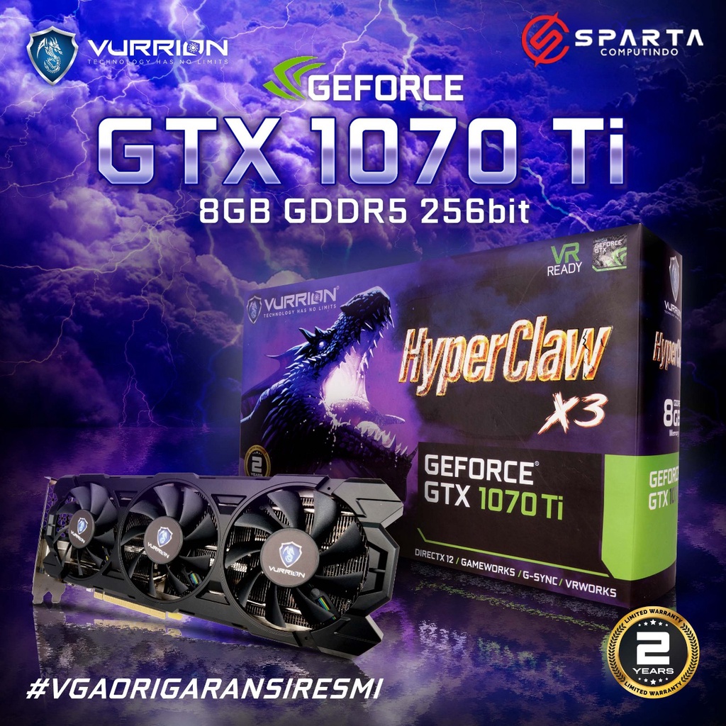 VGA Card Nvidia Geforce GTX 1070Ti 8GB GDDR5 Vurrion Hyper Claw X3 Gaming Series