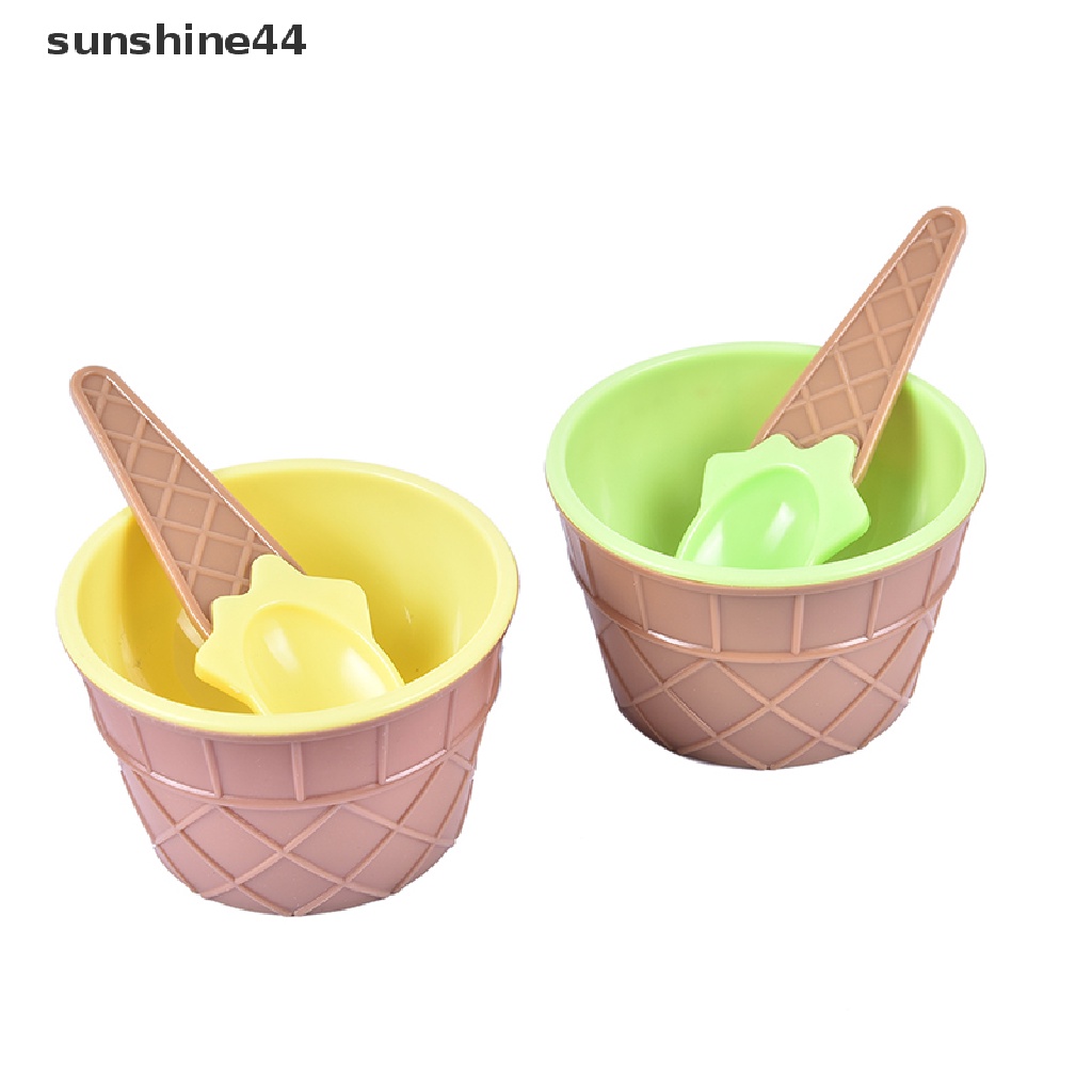 Sunshine Mangkuk Es Krim / Dessert Dengan Sendok, 6 Warna