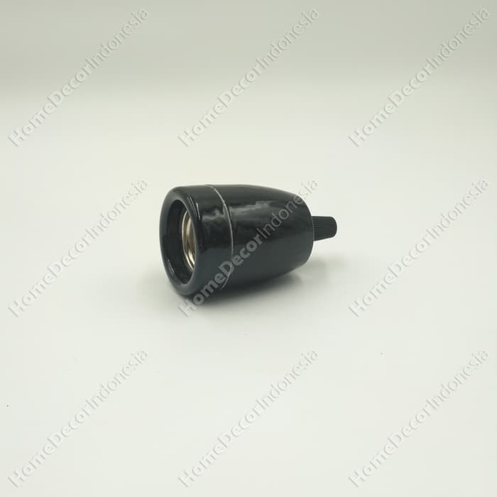 Fitting Keramik Perancis Gantung Hias Lampu Bohlam Edison Warna Hitam