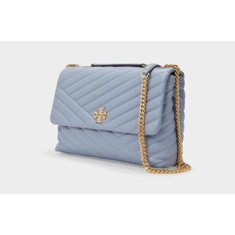 Tory Burch Kira Chevron Convertible Shoulder Bag Medium 27 Cm ( Blue Wood)