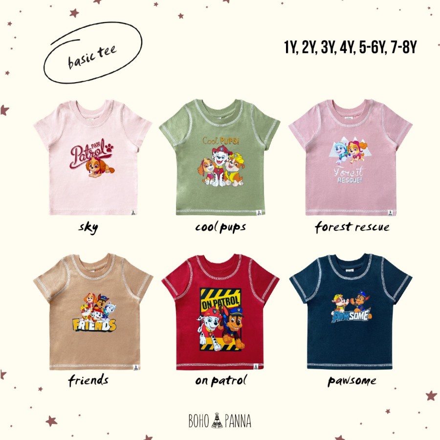 BohoBaby BASIC TEE PAW PATROL / BohoPanna Boho BASIC TEE PAW PATROL Kaos Anak Bergambar