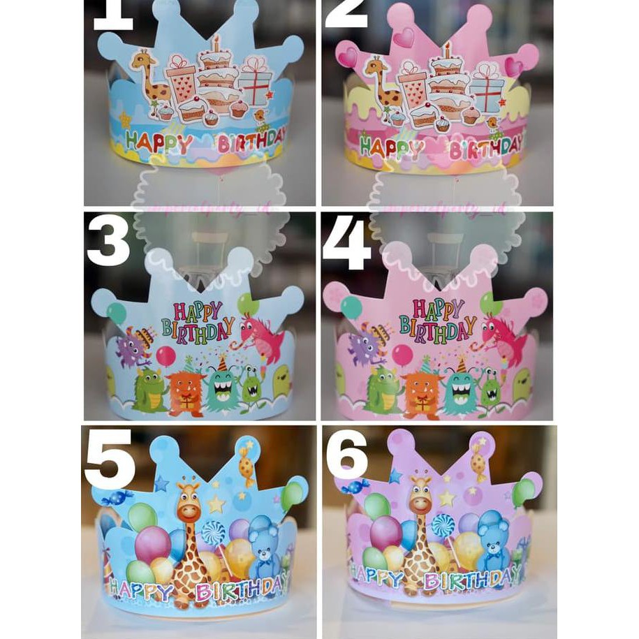 super sale Topi Mahkota Crown Kertas Raja Ratu Ulang Tahun Birthday Bridal Shower ready stock