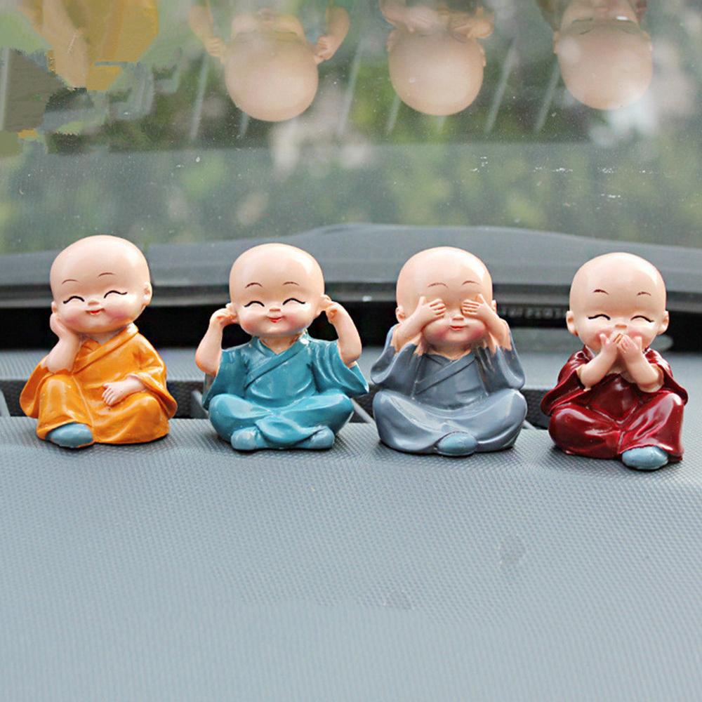 Lanfy Kerajinan Buddha Kecil Kungfu Patung Cowok Resin Shaolin Biksu Kecil