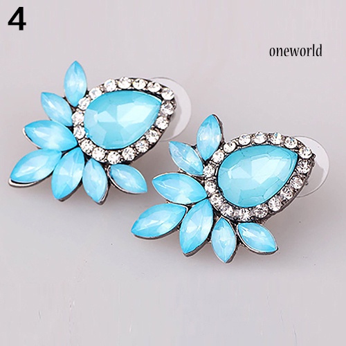 OW@ 1 Pair Fashion Women Flower Shape Rhinestone Ear Stud Earrings Jewelry Gift