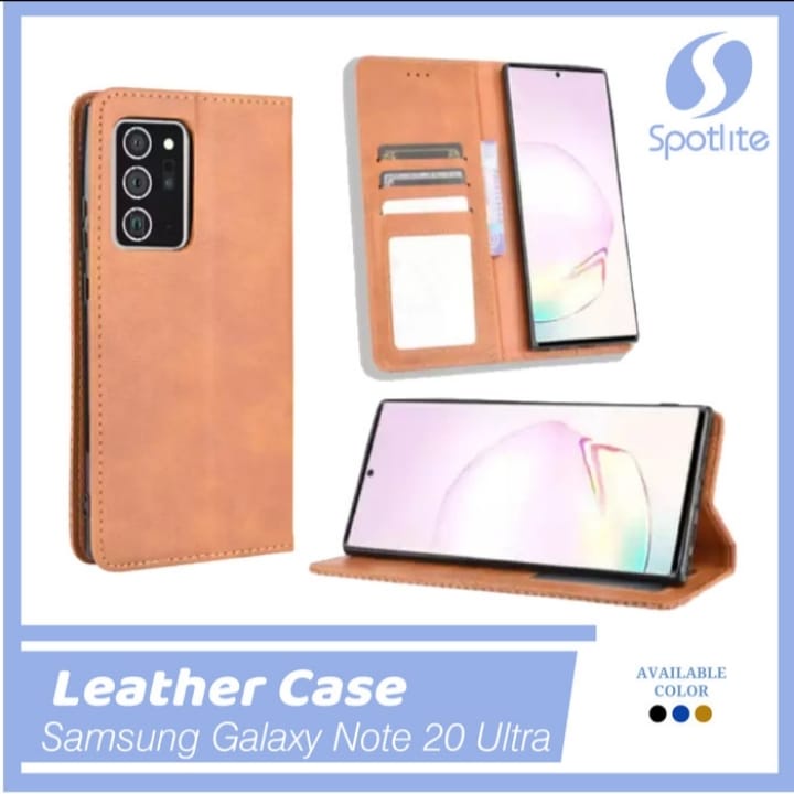 FLIP COVER SAMSUNG NOTE 20 ULTRA LEATHER CASE DOMPET HP KULIT SPOTLITE