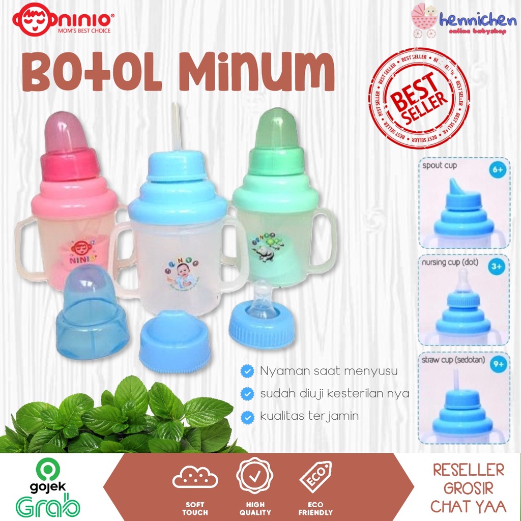 TERMURAH Botol Tempat Minum Bayi Ninio training cup 3 in 1