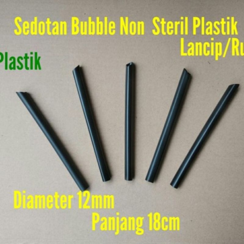 1 BAL/20PACK Sedotan Boba Bubble 12mm 18cm Hitam Non Steril