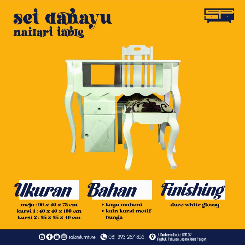 nailart table set meja nail art 2 kursi