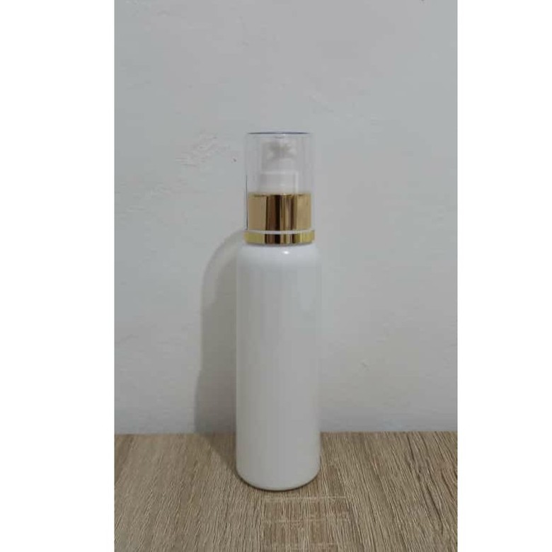 Botol Plastik PET 100ml BR Putih Tutup Pump Treatment Full Cap Neck