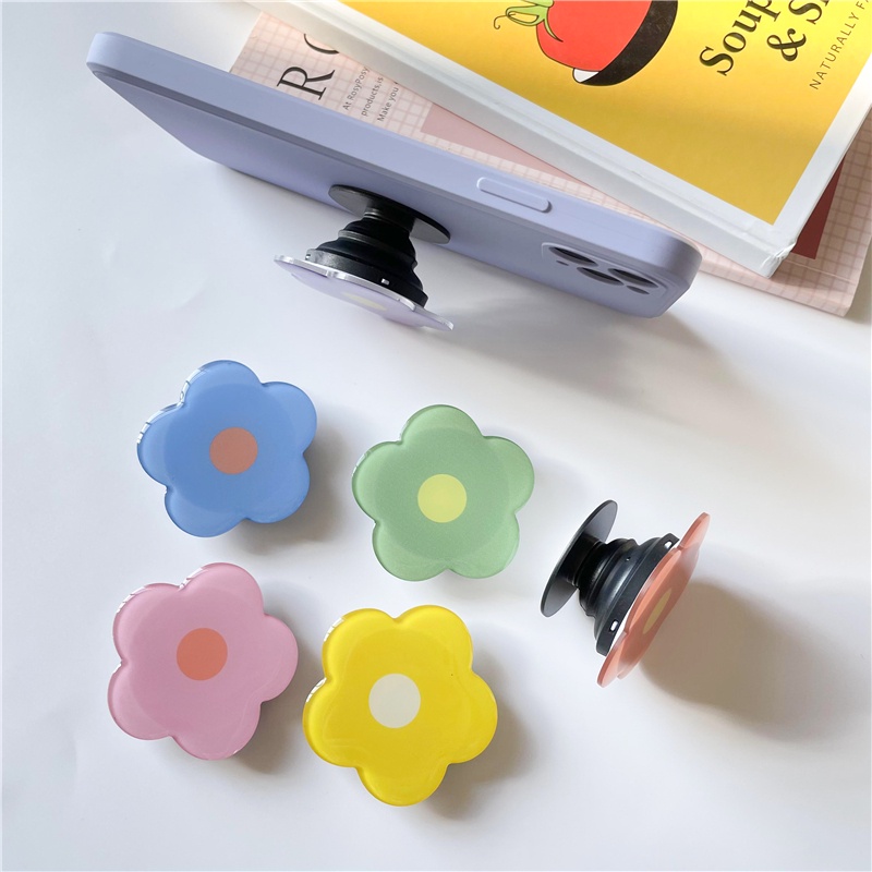 Colorful Ins Hyuna Flower Epoxy Phone Holder Cute Flower Airbag Telescopic Phone Bracket Desktop Lazy Phone Stand