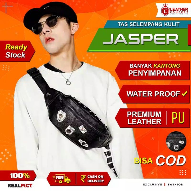 Waist Bag Pria Tas Bahu Pria Tas Selempang Prisla Tas Kulit Pria JASPER