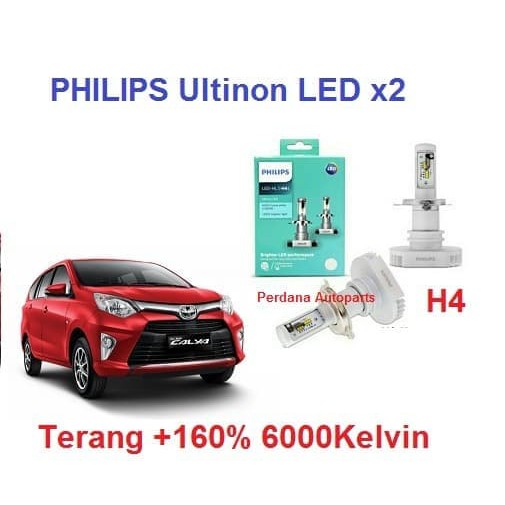 Bohlam H4 LED Calya / UZ C-72 Sigra - PHILIPS Ultinon LED x2 Garansi Resmi