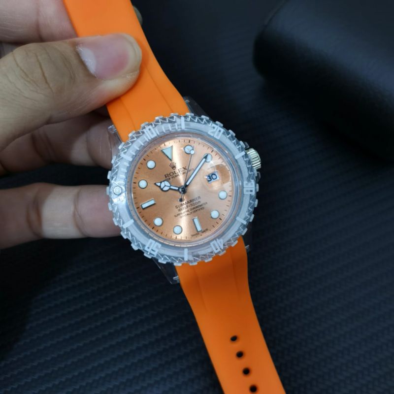 JAM TANGAN WANITA ROLEX 001 TGL RUBBER SEMI SUPER
