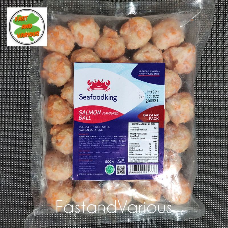 

Salmon Flavour Ball Seafood King 500gr (Bakso Ikan Rasa Salmon)