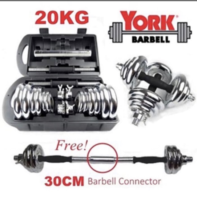 Chrome dumbell set 20kg barbel 20 kg york dumbell / dumbell york