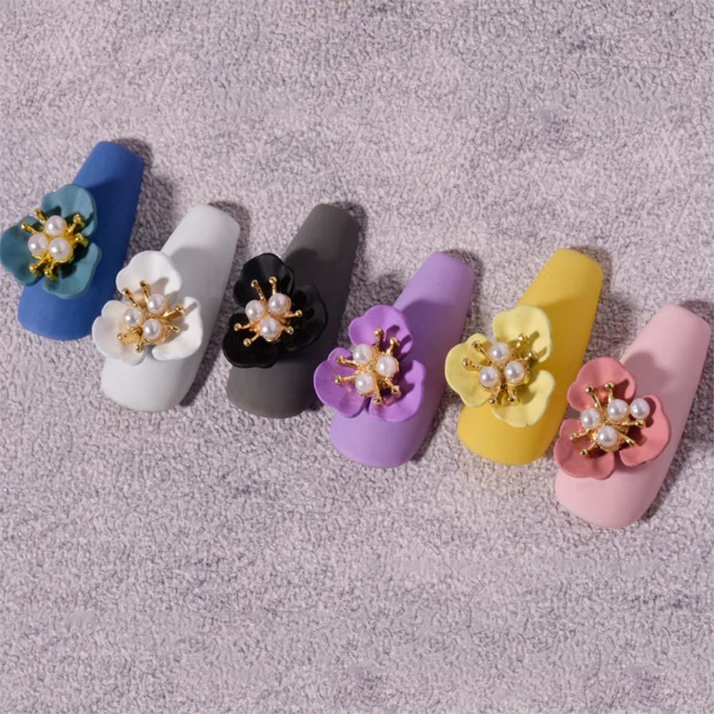 AUGUSTINA Perhiasan Bunga Nail Art Agustina Elegan Manikur Aksesoris Pesona DIY Desain Nail Art