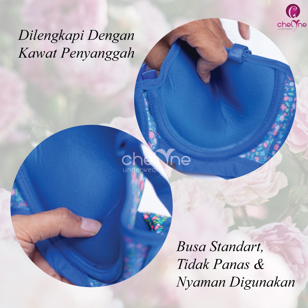 BH Chelyne Busa Kawat 8765 Half Cup Bra Harian Motif Bunga