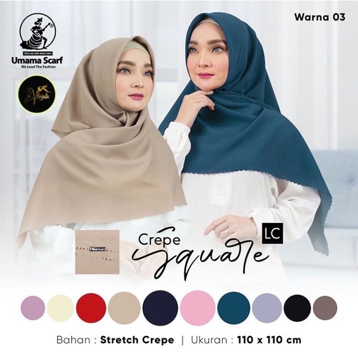 JM Hijab Segiempat Umama Scraf Crepe Square Lc Jilbab Segiempat Diamond - maroon