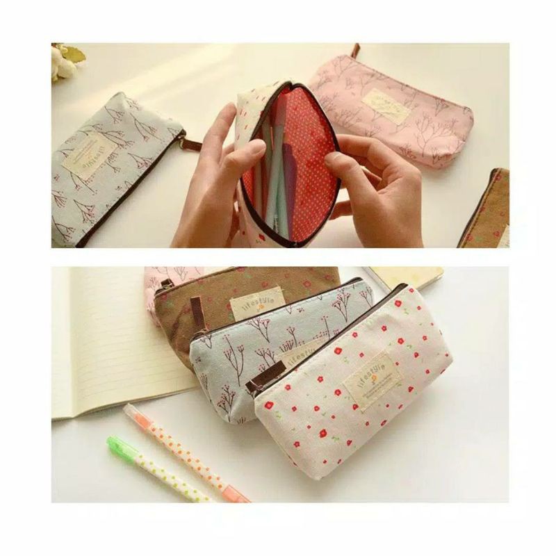 [COD] Tempat Pensil Life Style / Pouch Kosmetik Pouch Make Up Kotak Pensil