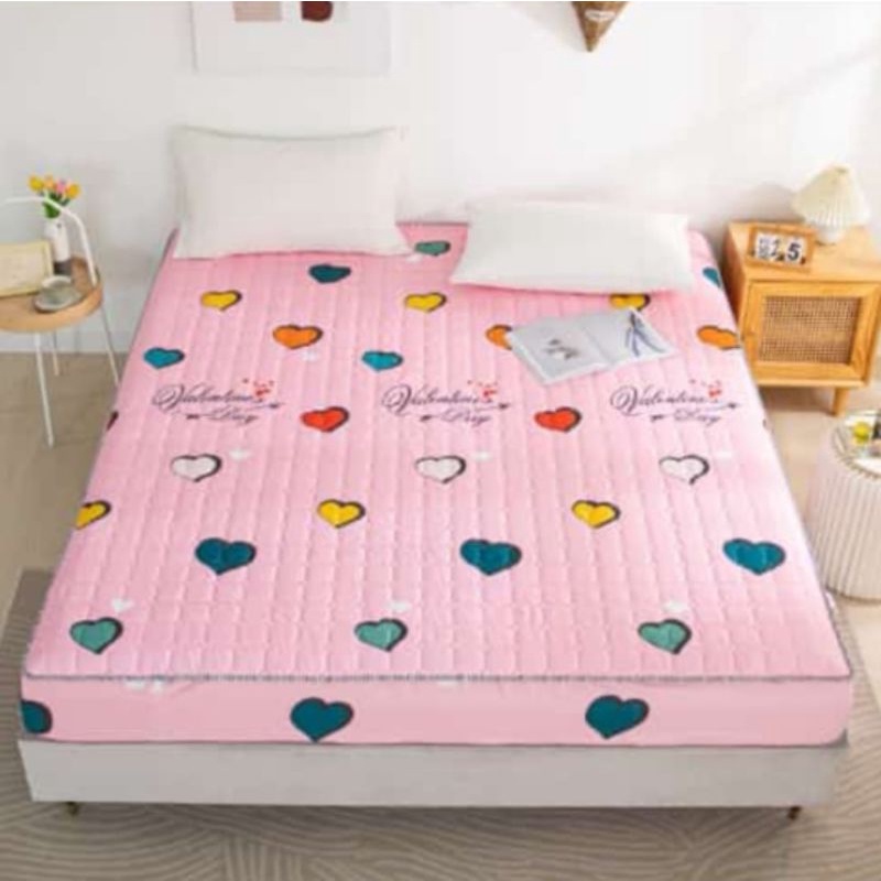 Sprei Waterproof / Sprei Protektor bermotif  ukuran 180x200cm-pink love