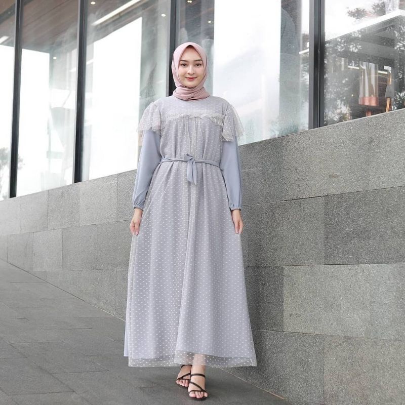 Mira Maxy Dress Gamis Brukat Tile Dotty/Fashion
