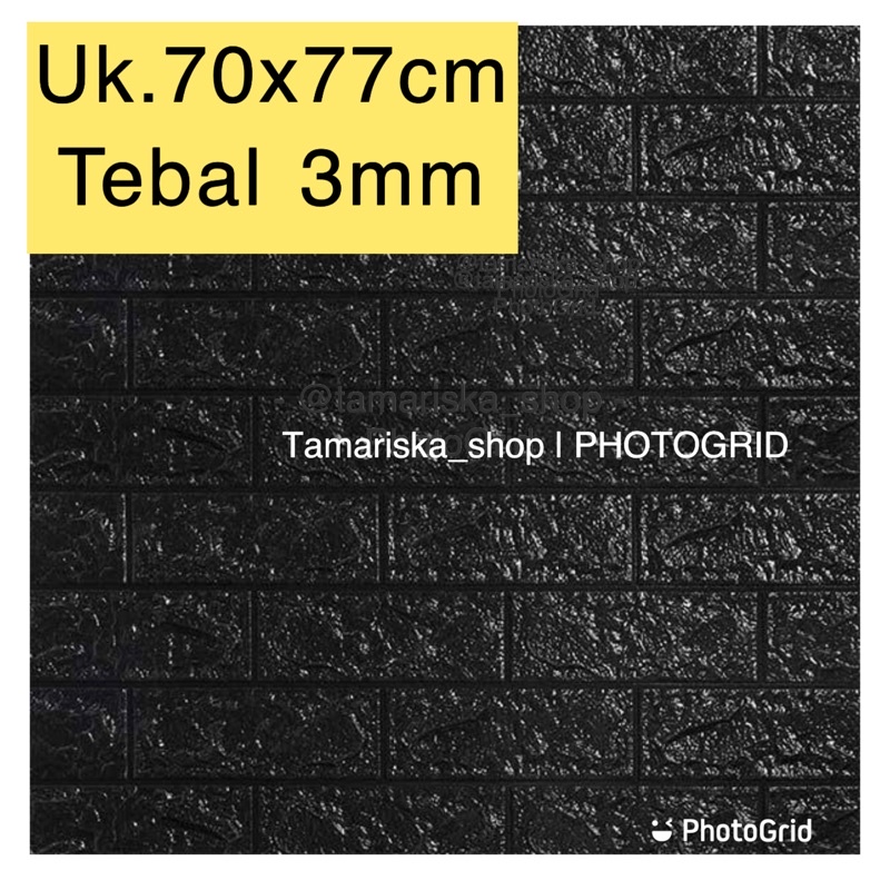 COD FOAM WALLPAPER DINDING 3D / WALL FOAM / BRICK FOAM BATU BATA MURAH-BataHitam 3mm