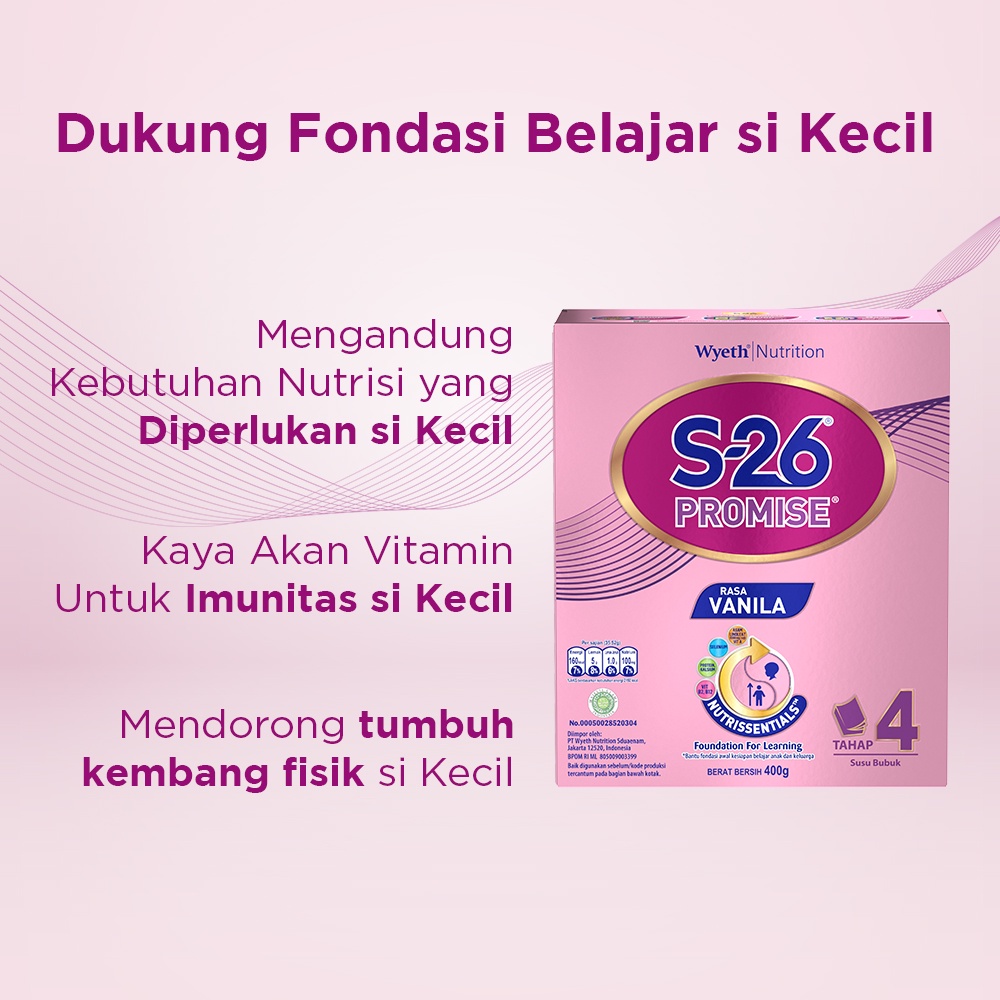 S-26 Promise Tahap 4 Vanila Susu Bubuk untuk Anak Usia 3-12 Tahun, Kotak 1400 gr