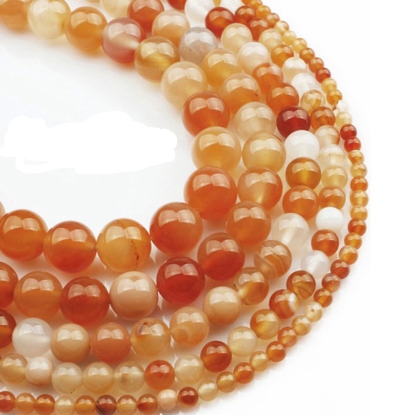 Orange Natural Agate Gemstone Beads