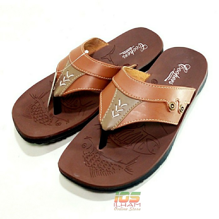 Sandal Pria Coopers F23 Jepit Sol Lentur Size 38-42 Krem Coklat