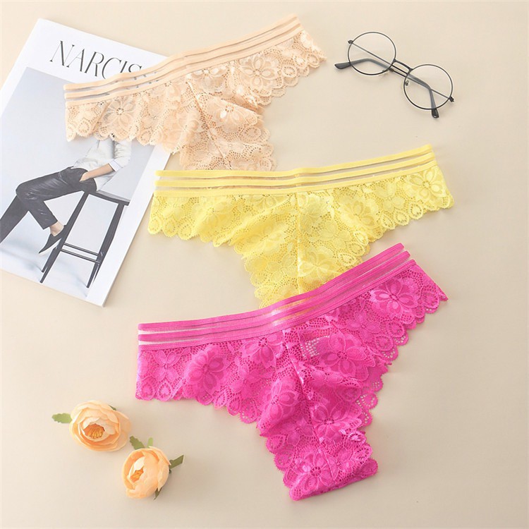 Celana Dalam Wanita Thong Seamless Sexy Bahan Lace Transparan C198