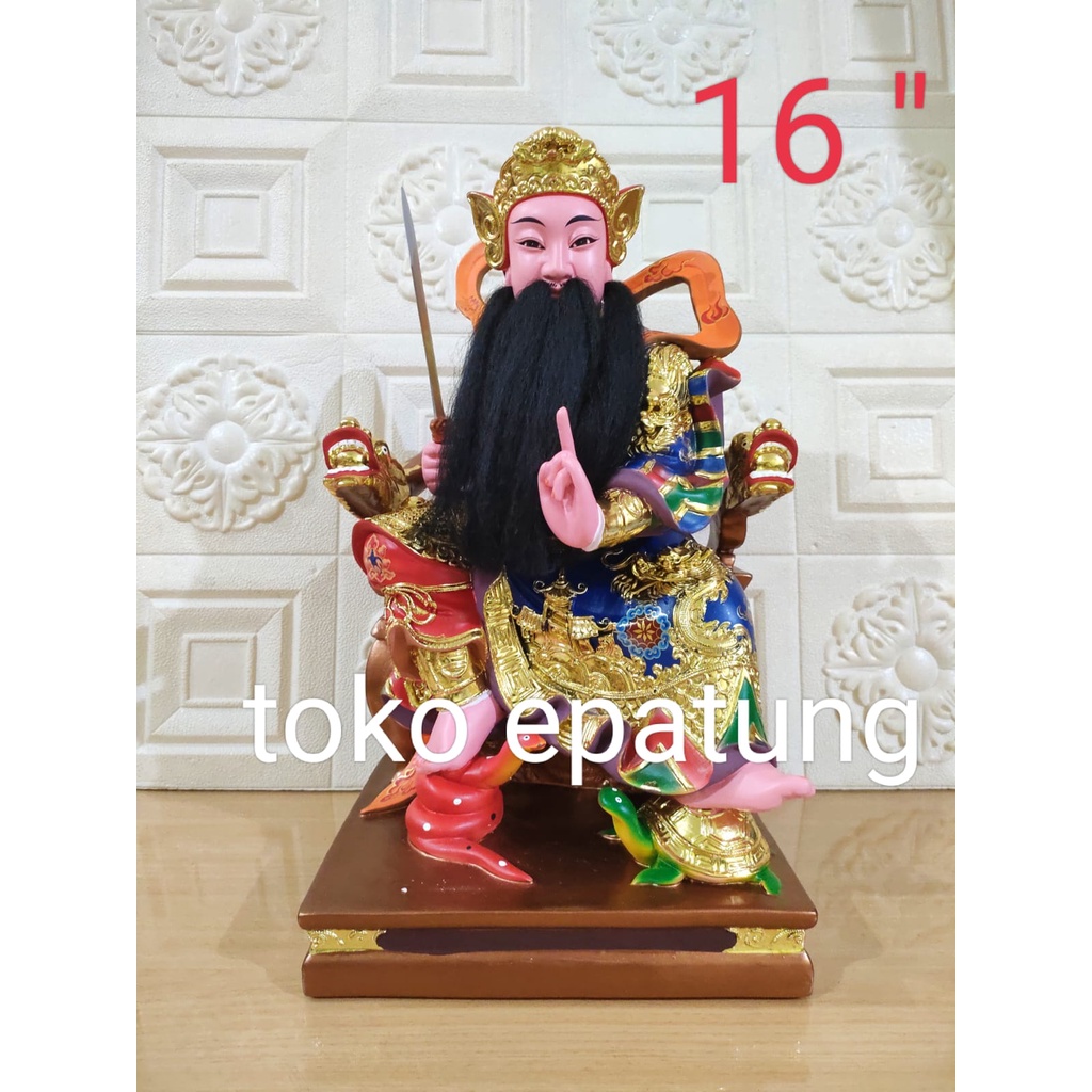 patung dewa hian tian / xian tian / siong tek kong - fiber-16 inch