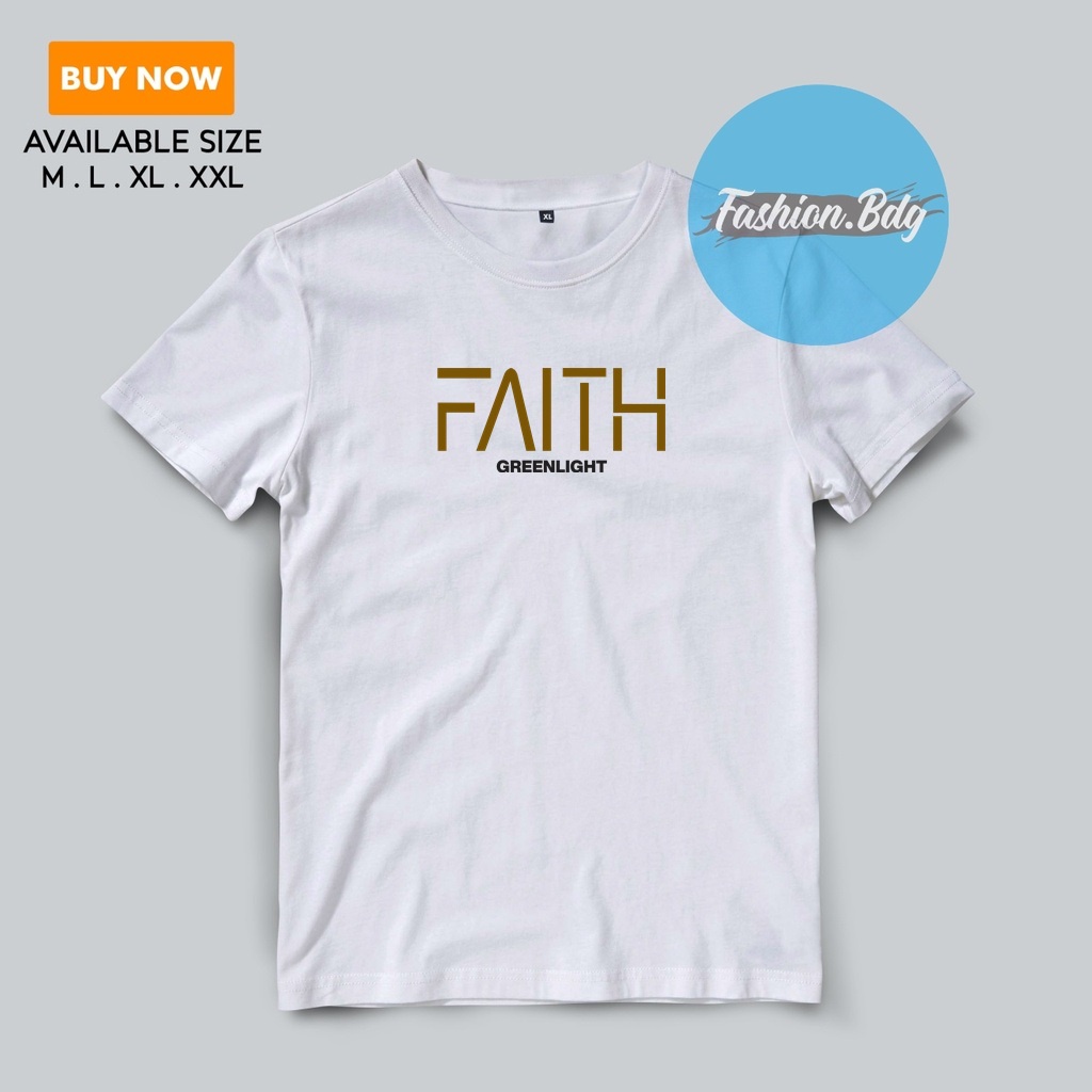 Baju Kaos Pria Distro FAITH Greenlight Bahan Katun Combed 30s Nyaman Fit M,L,XL,XXL