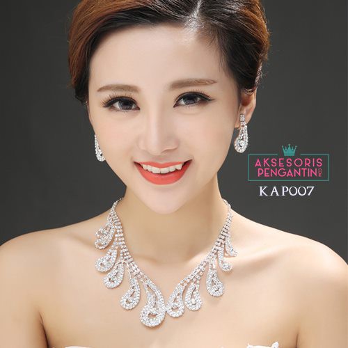 [STOCK TERBATAS] AKSESORIS PENGANTIN KALUNG SET ANTING PESTA MODERN KAP007