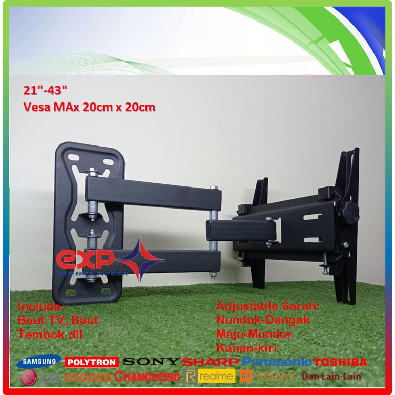 Bracket TV CHANGHONG 14 s/d 43 inch 6 ARAH FULL BESI SUPER KOKOH GARANSI 100% ORI