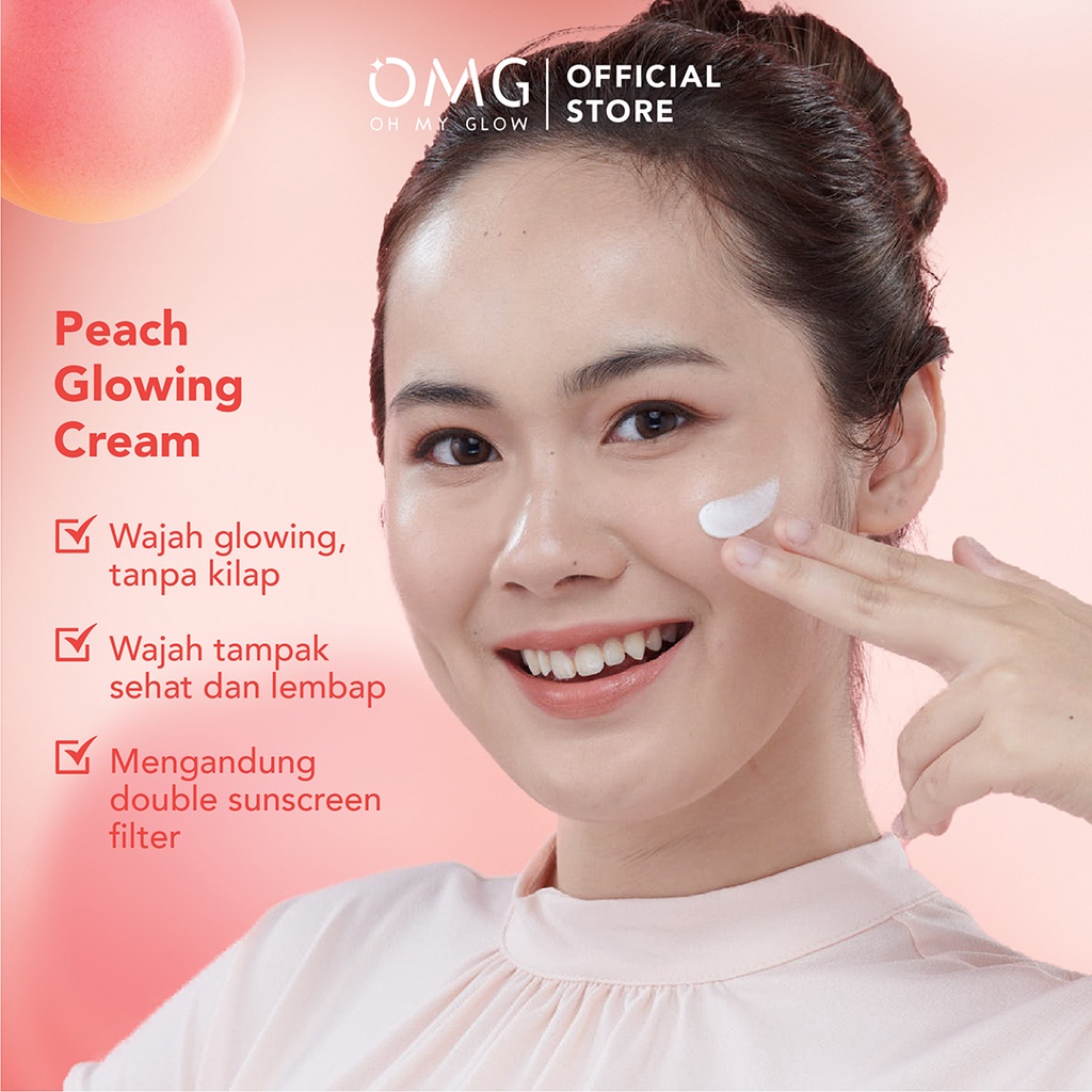 OMG Oh My Glow Peach Glowing Cream With Double Sunscreen 7.5g &amp; 25g | Moisturizer | Pelembab Wajah