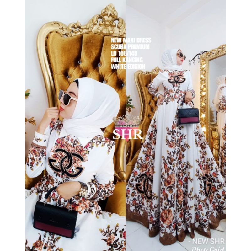 ready Maxi dress SHR ORI bhn katun jaguar import full kancing