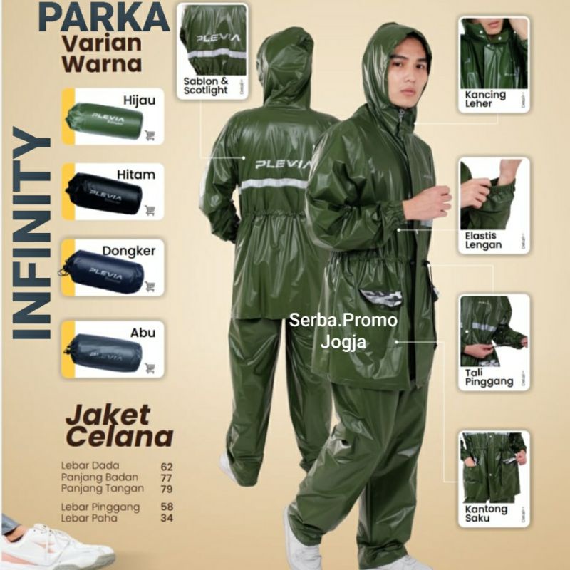 Setelan Jas Hujan Jaket Celana Infinity Plevia - Jas Hujan Terbaru - Jas Hujan Parka - Mantel Keren Modis Moderen