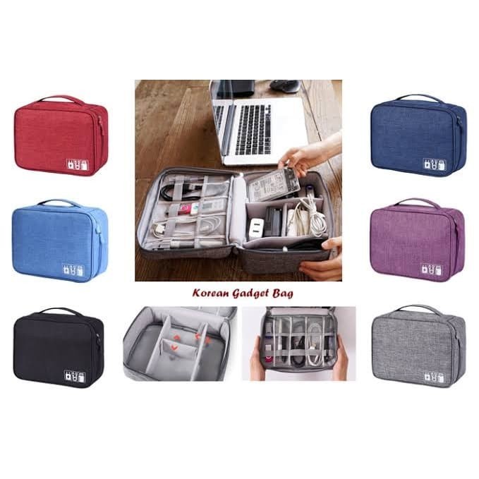 GADGET TRAVEL POUCH ORGANIZER KOREAN TAS GADGET BAG KABEL CHARGER USB HP