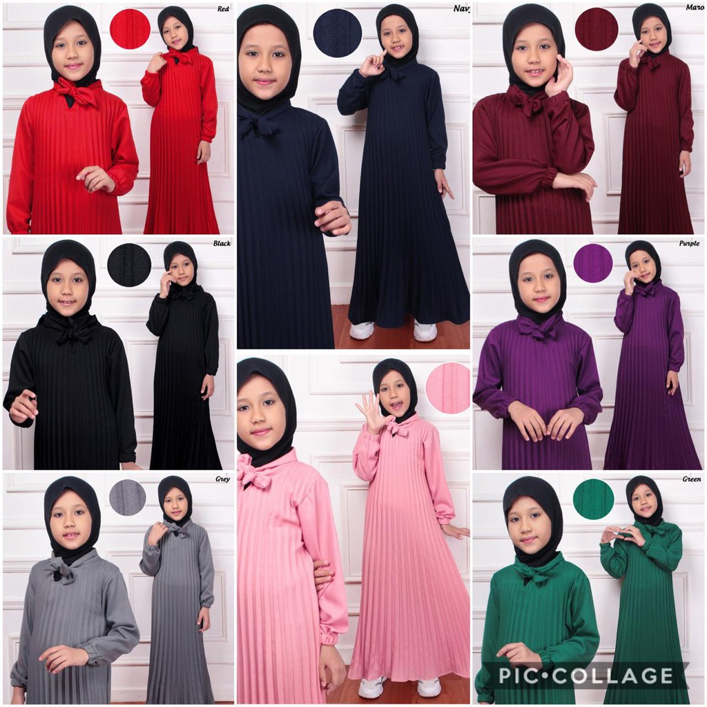 (RealPict) GAMIS PLISKET ANAK MAXY DRESS PLISKET PRISKET PLEATED LONGDRESS MAXI LEBARAN MAYUNG