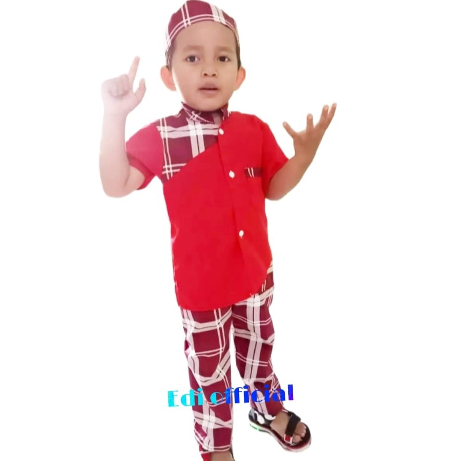 Stelan Anak laki laki / Baju Koko Anak Motip Batik Terlaris 2-8 Tahun