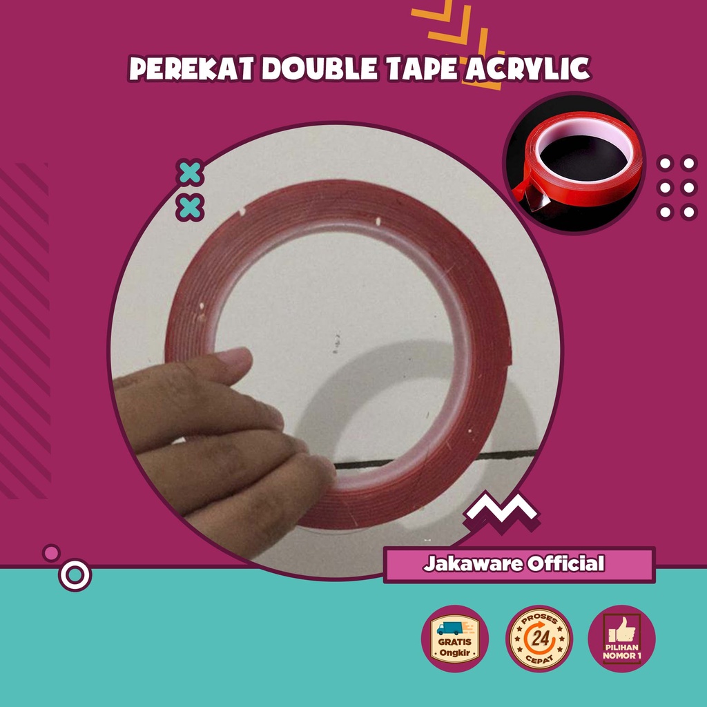 PEREKAT DOUBLE TAPE ACRYLIC TRANSPARAN STICKER STIKER LAKBAN SELOTIP SERBAGUNA DOBEL SOLASI TEMPELAN