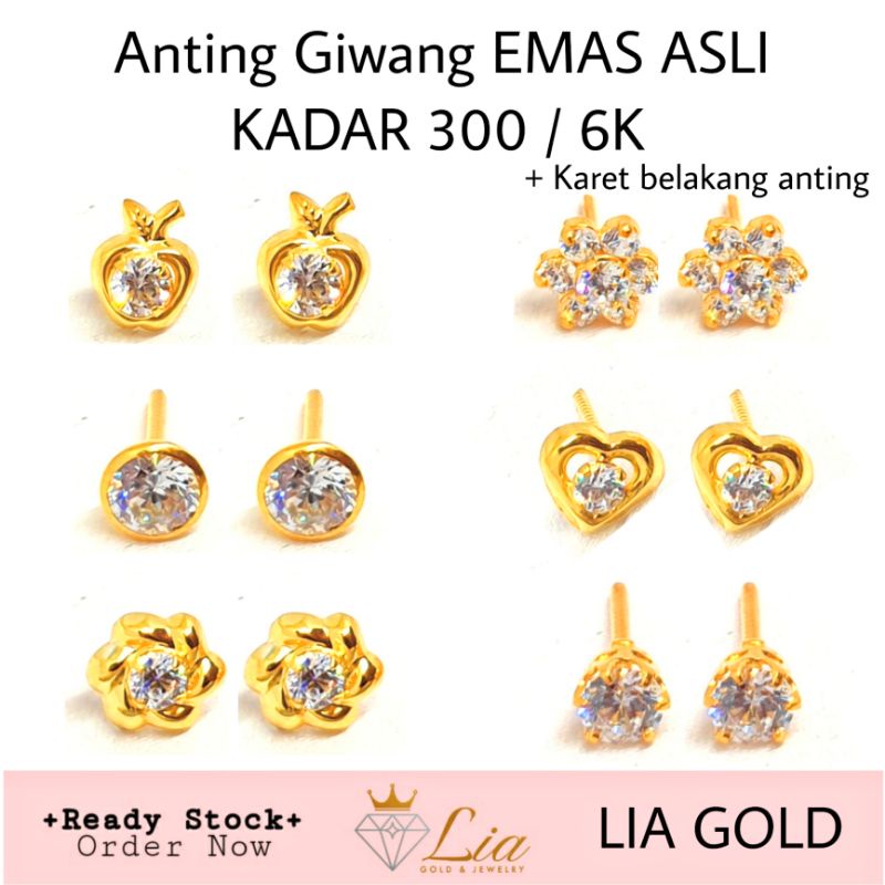 Anting Giwang EMAS ASLI Kadar 300 / 6K  ( TOKO MAS LIA GOLD BEKASI )